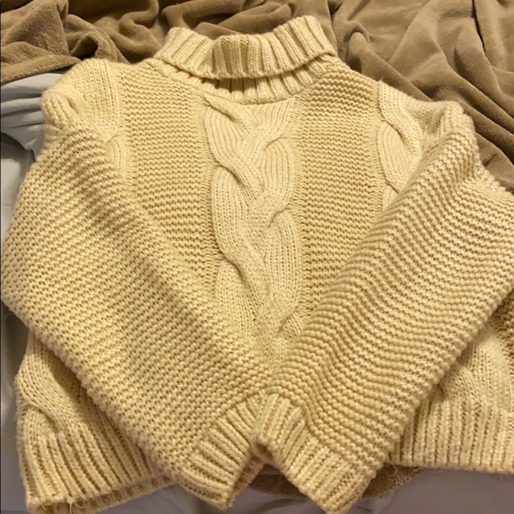 Crop Cable Knit Turtleneck
